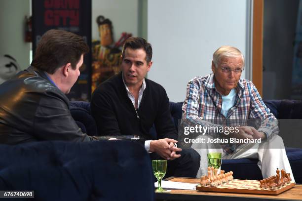 Ralph Garman, Josh Yguado and Adam West attend the "Family Guy Another Freakin' Mobile Game" Live Stream on May 2, 2017 in Culver City, California.