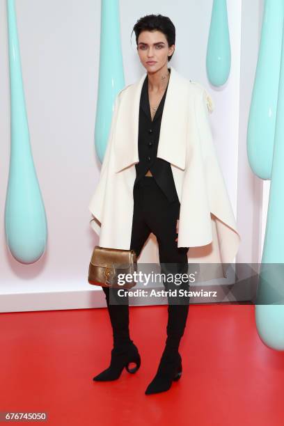 Actress Ruby Rose attends the launch of the Burberry DK88 Bag hosted by Christopher Bailey at Burberry Soho on May 2, 2017 in New York City.