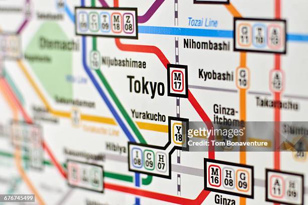 underground/subway map of tokyo - tokyo map imagens e fotografias de stock
