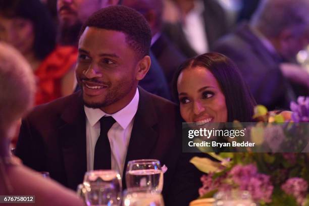 Former football player Nnamdi Asomugha and Honoree Kerry Washington attend the Bronx Children's Museum Gala at Tribeca Rooftop on May 2, 2017 in New...