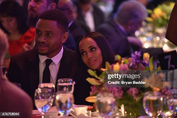 Former football player Nnamdi Asomugha and Honoree Kerry Washington attend the Bronx Children's Museum Gala at Tribeca Rooftop on May 2, 2017 in New...