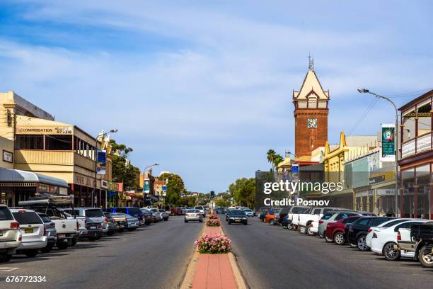 main street in broken hill, new south wales. - new south wales town stock pictures, royalty-free photos & images