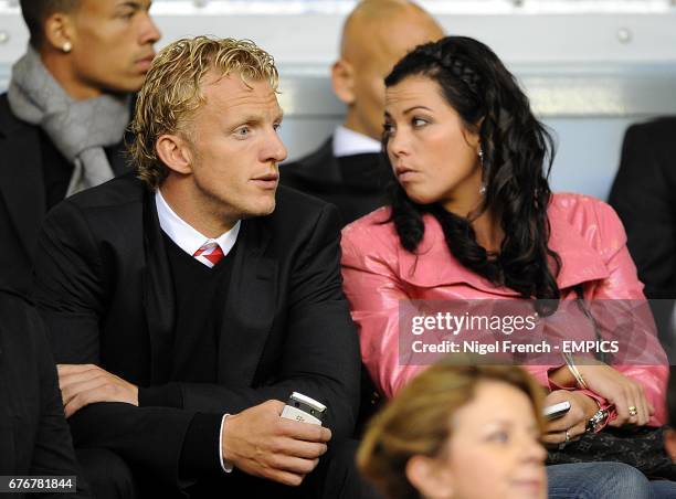 Liverpool's Dirk Kuyt with wife Gertrude Kuyt in the stands