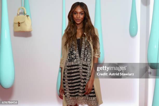 Model Jourdan Dunn attends the launch of the Burberry DK88 Bag hosted by Christopher Bailey at Burberry Soho on May 2, 2017 in New York City.