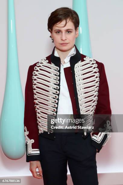 Christine and the Queens attends the launch of the Burberry DK88 Bag hosted by Christopher Bailey at Burberry Soho on May 2, 2017 in New York City.