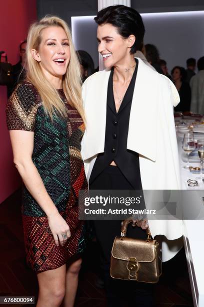 Singer Ellie Goulding and Actress Ruby Rose attend the launch of the Burberry DK88 Bag hosted by Christopher Bailey at Burberry Soho on May 2, 2017...