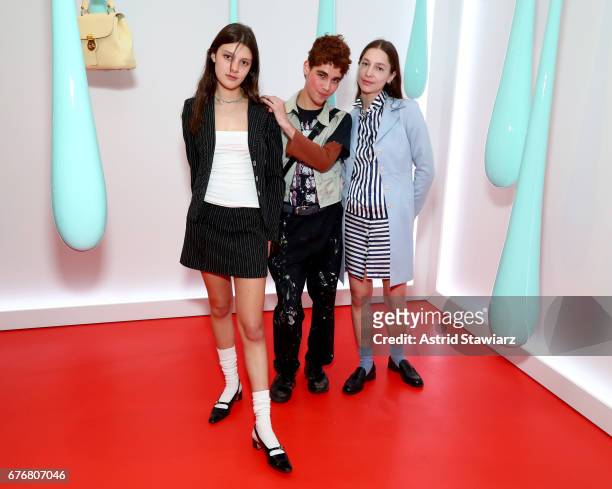 Alexandra Marzello, Alex Arauz, and Sabrina Fuentes attend the launch of the Burberry DK88 Bag hosted by Christopher Bailey at Burberry Soho on May...