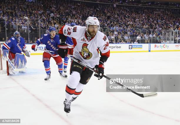 Viktor Stalberg of the Ottawa Senators skates against the New York Rangers in Game Three of the Eastern Conference Second Round during the 2017 NHL...