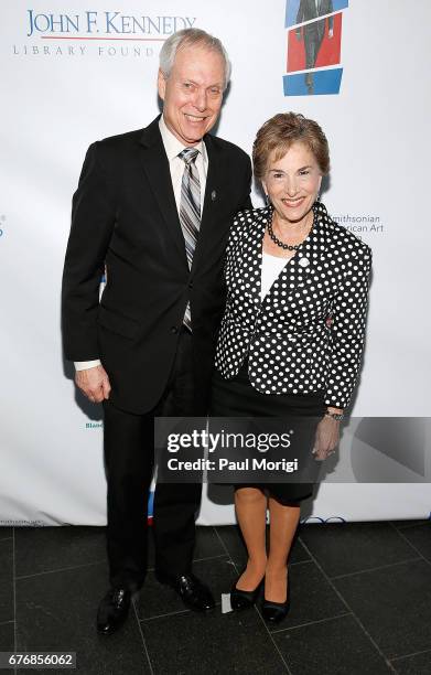 Robert Creamer and Rep. Jan Schakowsky arrive at the American Visionary: John F. Kennedy's Life and Times debut gala at Smithsonian American Art...