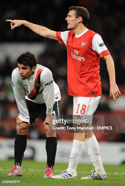 Shakhtar Donetsk's Da Silva Eduardo and Arsenal's Sebastien Squillaci