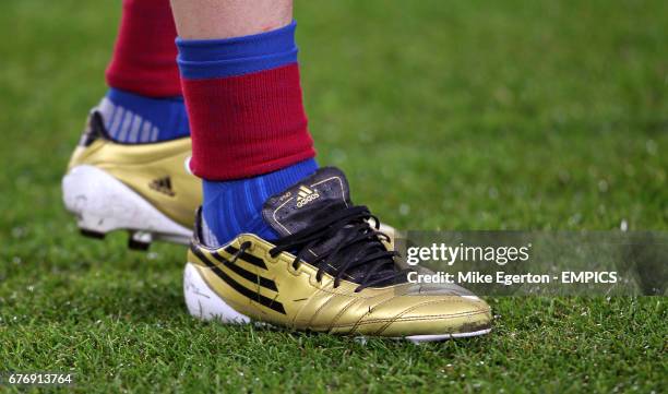 View of Barcelona's Lionel Messi football boots