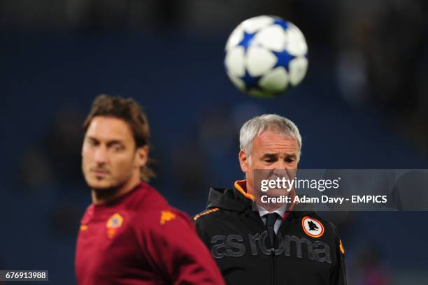 Roma's Francesco Totti and Head Coach Claudio Ranieri