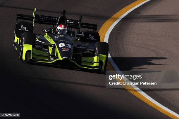 Charlie Kimball, driver of the Chip Ganassi Racing Honda drives during practice for the Desert Diamond West Valley Phoenix Grand Prix at Phoenix...