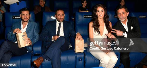 Michel Chauvet, Michel Brown, Sandra Echeverria and Humberto Zurita attends the Telemundo screening of "La Querida Del Centauro" on May 2, 2017 in...