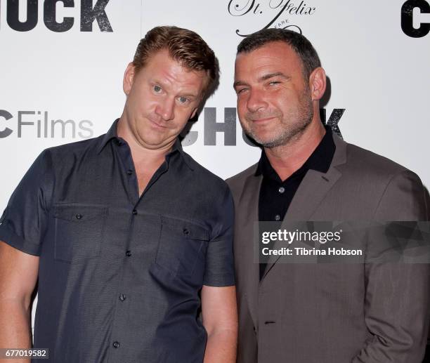 Dash Mihok and Liev Schreiber attend the premiere of IFC Films 'Chuck' at ArcLight Cinemas on May 2, 2017 in Hollywood, California.