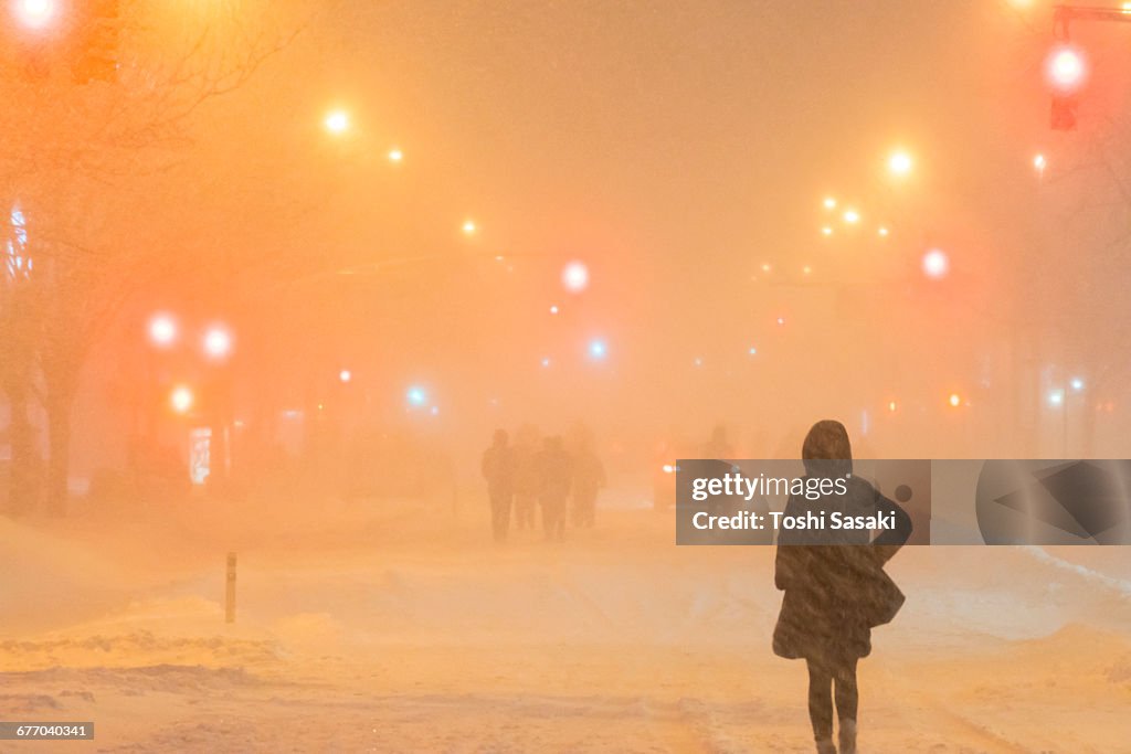 People walk 2nd Ave. during Snowstorm Jonas.