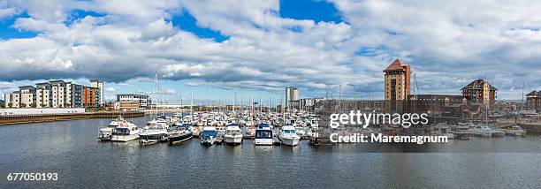 view of swansea marina (maritime quarter) - swansea bay stock pictures, royalty-free photos & images
