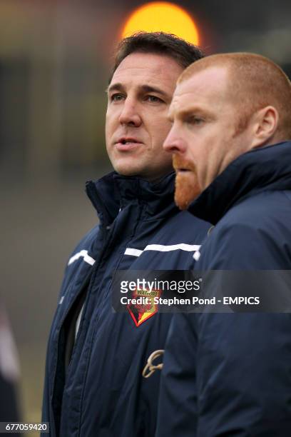 Watford manager Malky Mackay with his assistant Sean Dyche .