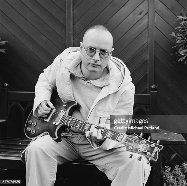 English singer, songwriter and guitarist Andy Partridge, formerly of XTC, at home in Swindon, Wiltshire, March 2000.