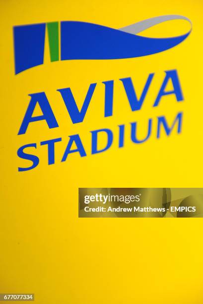 General view of signage at the Aviva Stadium, Dublin