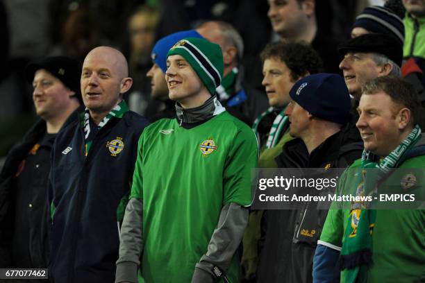 Northern Ireland fans in happy mood in the stands