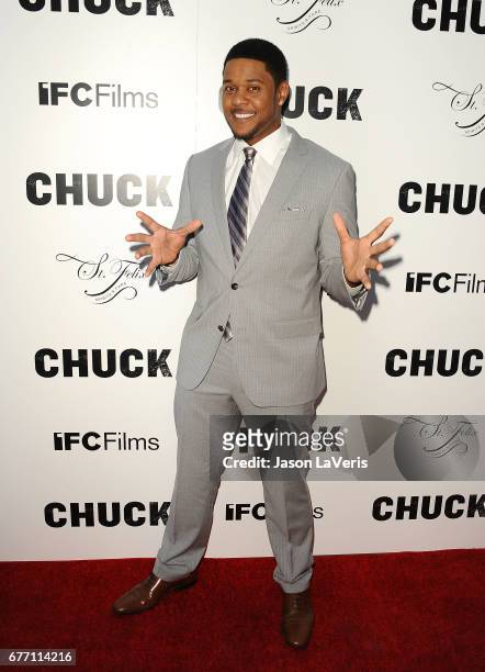 Actor Pooch Hall attends the premiere of "Chuck" at ArcLight Cinemas on May 2, 2017 in Hollywood, California.