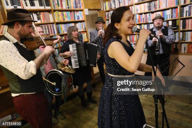 Musicians, including singer Sasha Lurje, violinist Craig Judelman, trumpetist Paul Brody, percussionist Hampus Melin, accordionist Sanne Moericke and...