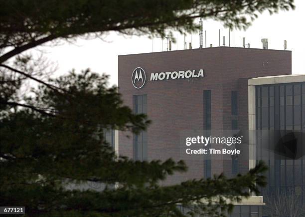 View of the exterior of the corporate headquarters of Motorola, the cellular phone manufacturing company, January 16, 2001 in Schaumburg, IL. The...