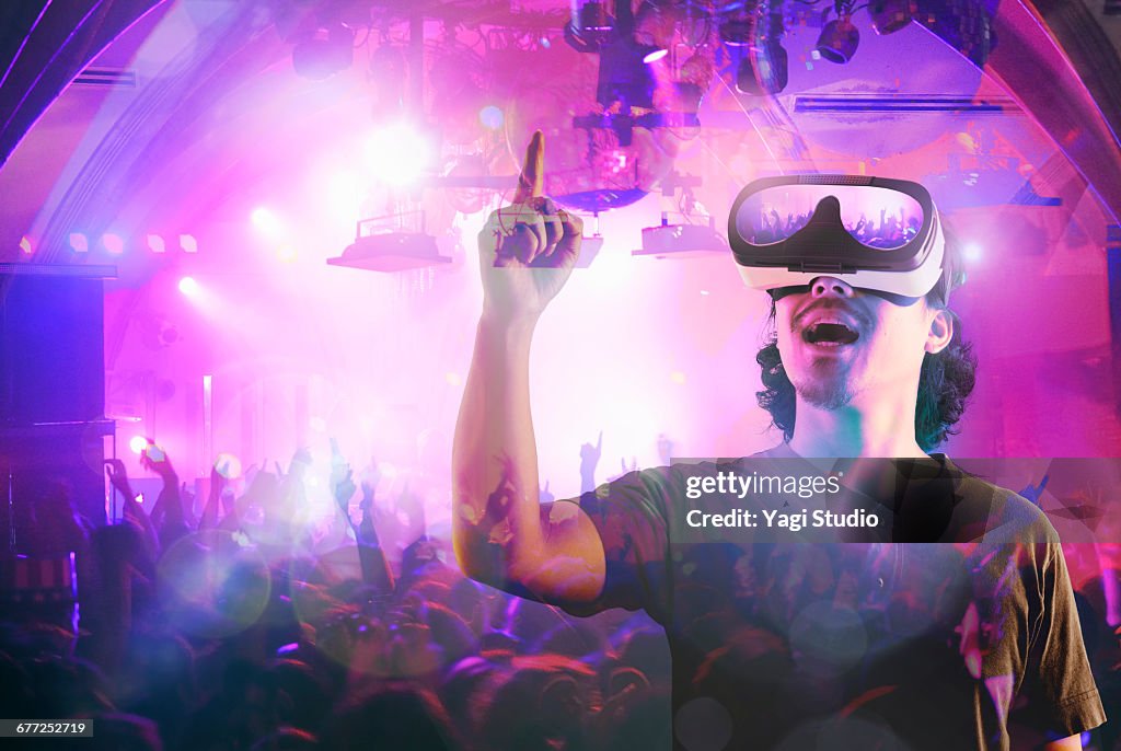 Man enjoying a club night in a virtual reality