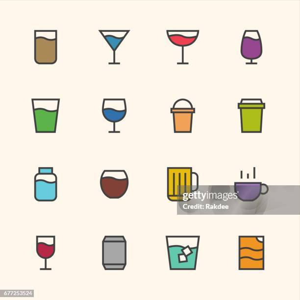 drink icon - outline series - iced tea glass stock illustrations