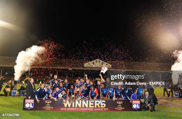 Lyon's celebrate winning the women's Champions League Final