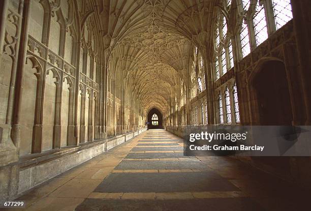 View of The Cloisters at Gloucester Cathedral December 9, 2001 in Gloucester, England. Warner Brothers movie producers will return to the cathedral...