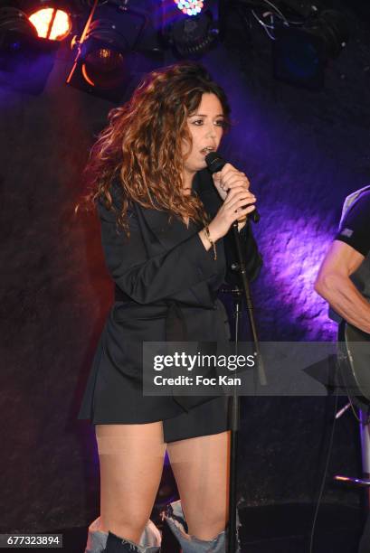 Chanez and her band perform during "Attachiante" Chanez Concert and Birtday Party at Sentier des Halles Club on May 2, 2017 in Paris, France.