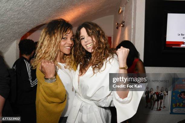 Singers Louisy Joseph from L5 band and Chanez attend "Attachiante" Chanez Concert and Birthday Party at Sentier des Halles Club on May 2, 2017 in...