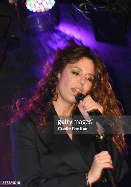 Chanez and her band perform during "Attachiante" Chanez Concert and Birtday Party at Sentier des Halles Club on May 2, 2017 in Paris, France.