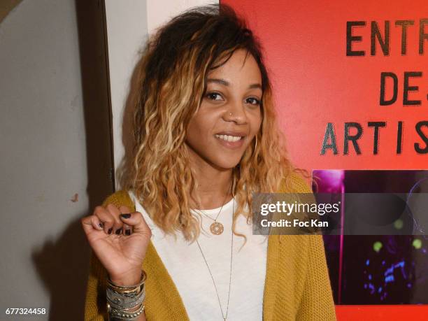 Singer Louisy Joseph from L5 band attends "Attachiante" Chanez Concert and Birthday Party at Sentier des Halles Club on May 2, 2017 in Paris, France.