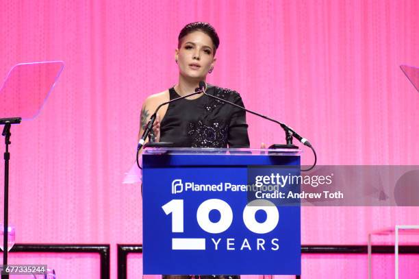 Halsey speaks onstage at the Planned Parenthood 100th Anniversary Gala at Pier 36 on May 2, 2017 in New York City.