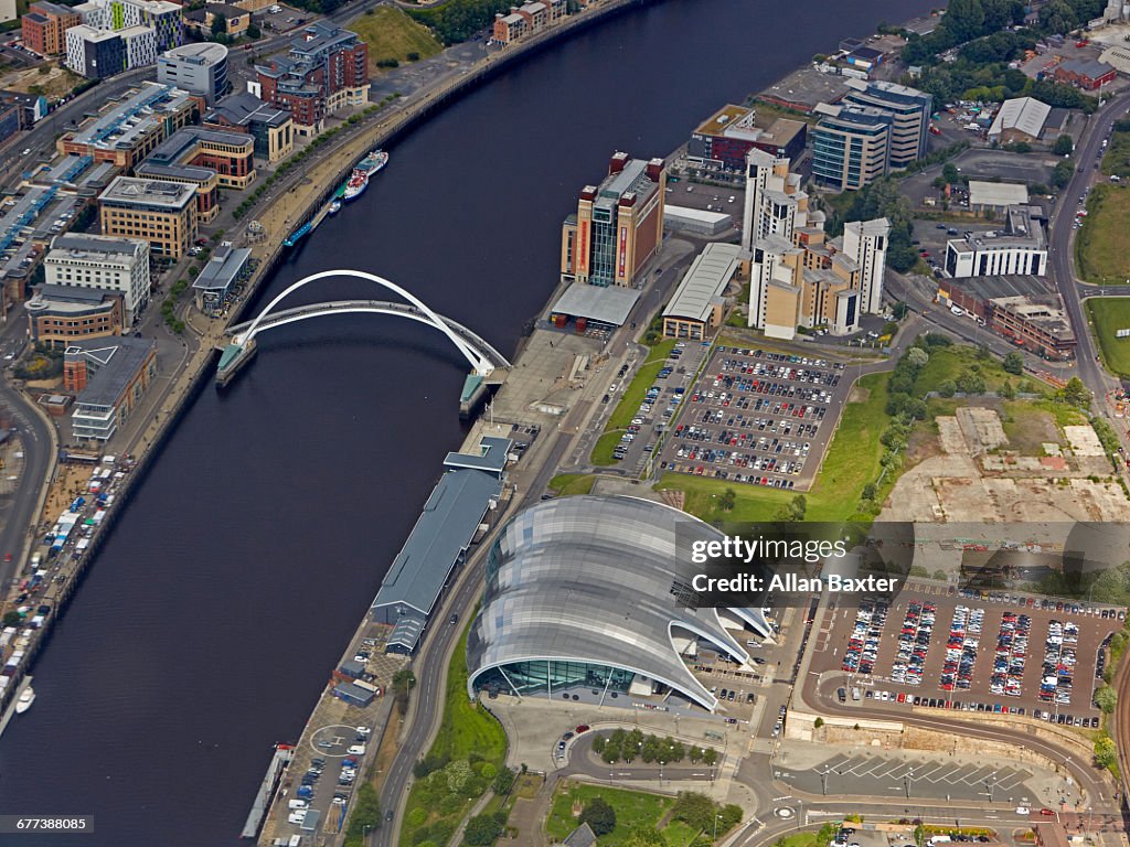 Aerial view of Newcastle quayside