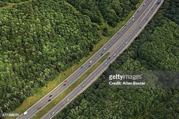 aerial view of a1 highway in newcastle upon tyne - zweispurige strecke stock-fotos und bilder