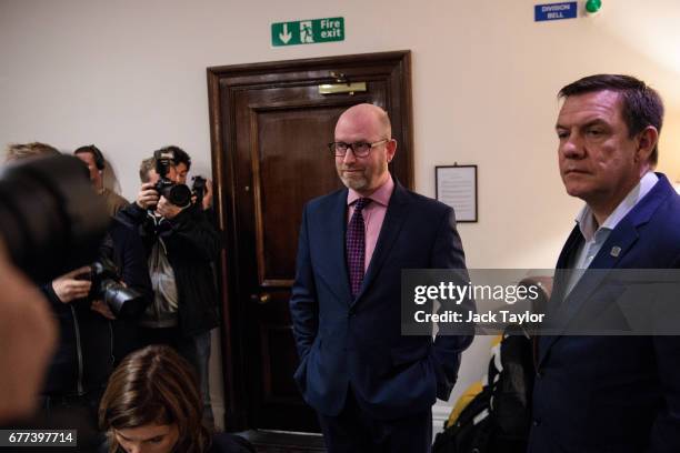 Leader Paul Nuttall looks on during a policy announcement by the party's Economics and Media Spokesman Patrick O'Flynn at One Great George Street on...