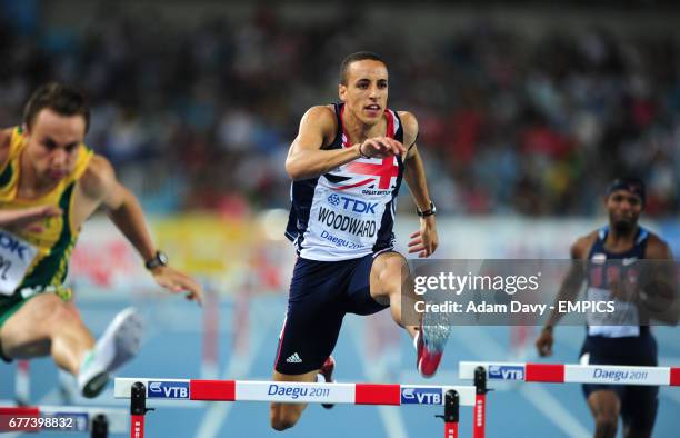 Great Britain's Nathan Woodward during the Men's 400m Hurdles semi Final Race