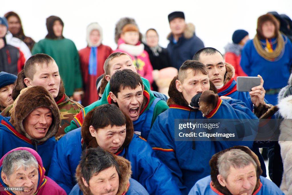 Nenets watching reindeer races
