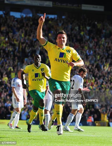 Norwich City's Russell Martin celebrates after scoring thee second goal of the game