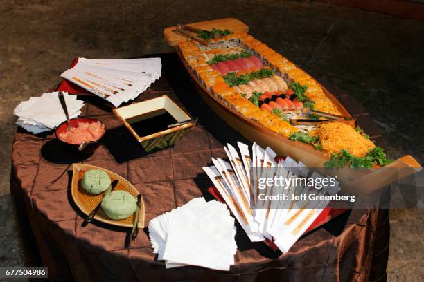 Vizcaya Museum and Gardens, banquet, sushi boat display.