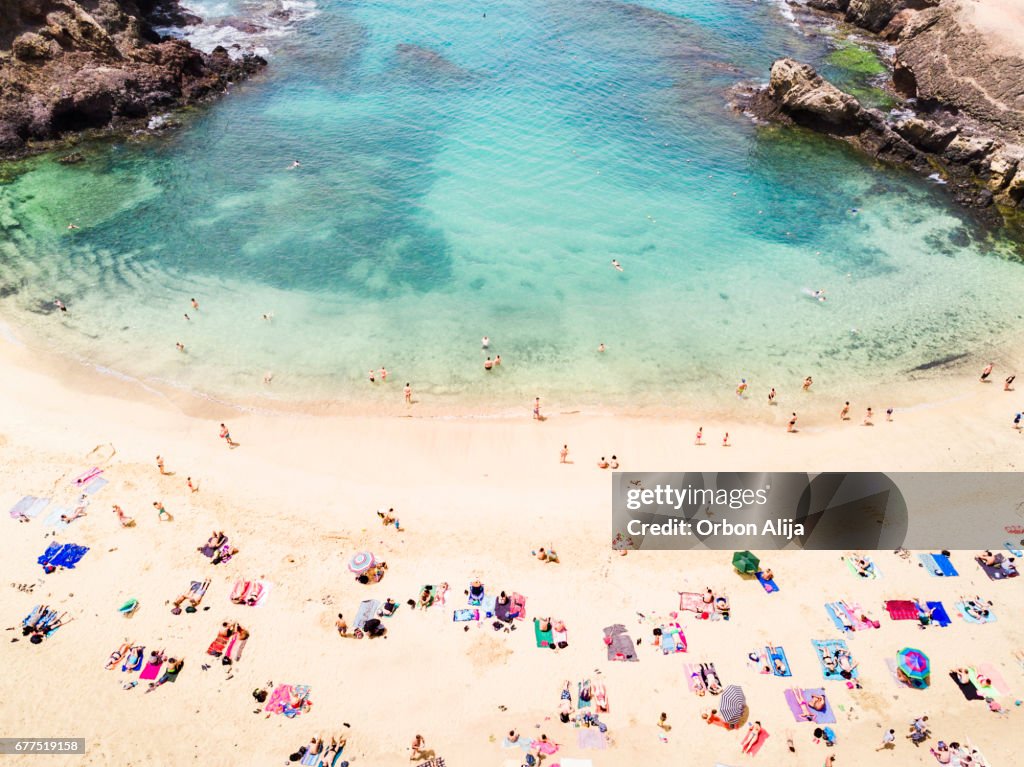 Aerial view of people at the beach