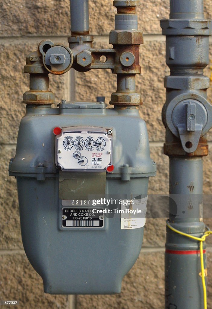 Gas Meter Rising A Peoples Gas natural gas meter is placed near a wall of a... News ...