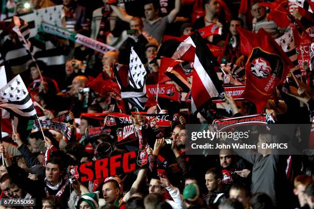 Stade Rennes fans show their support in the stands