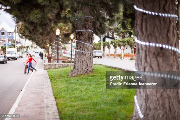christmas lights, el calafate, argentina, 2013. - amérique latine stock pictures, royalty-free photos & images