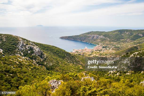 beautiful landscape view of the seaside town - vis croatia stock pictures, royalty-free photos & images