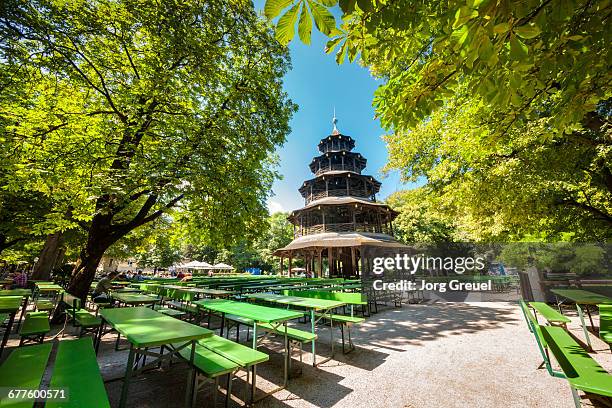 chinesischer turm, munich - chinese tower stock pictures, royalty-free photos & images